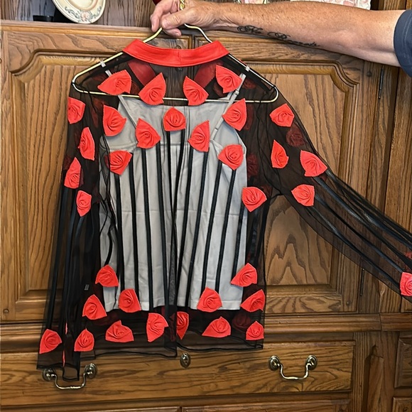 Casual sheer tulle and leather jacket - Picture 2 of 3